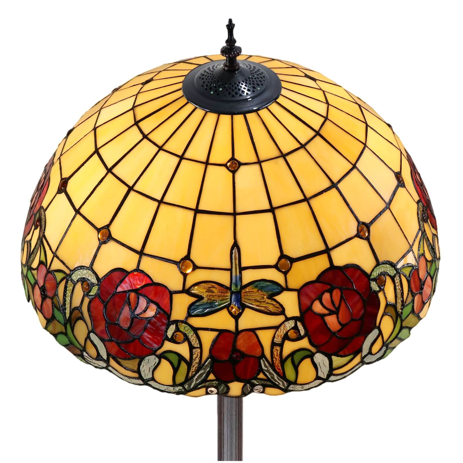 Red Roses Tiffany Stained Glass Floor Lamp