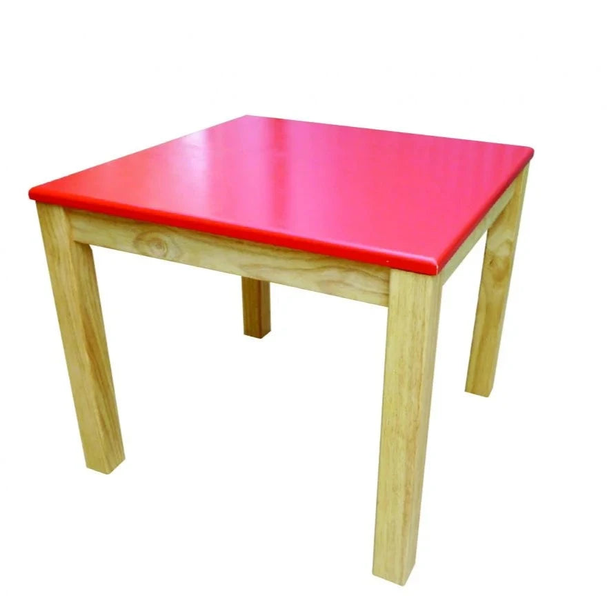 Red Top Wooden Table with 2 Matching Chairs