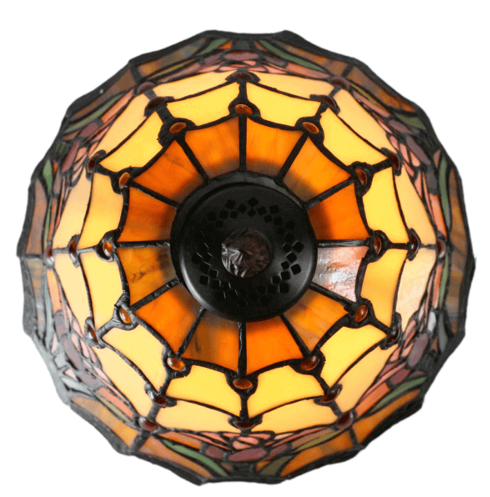 Red Tulips Bell Tiffany Stained Glass Table Lamp