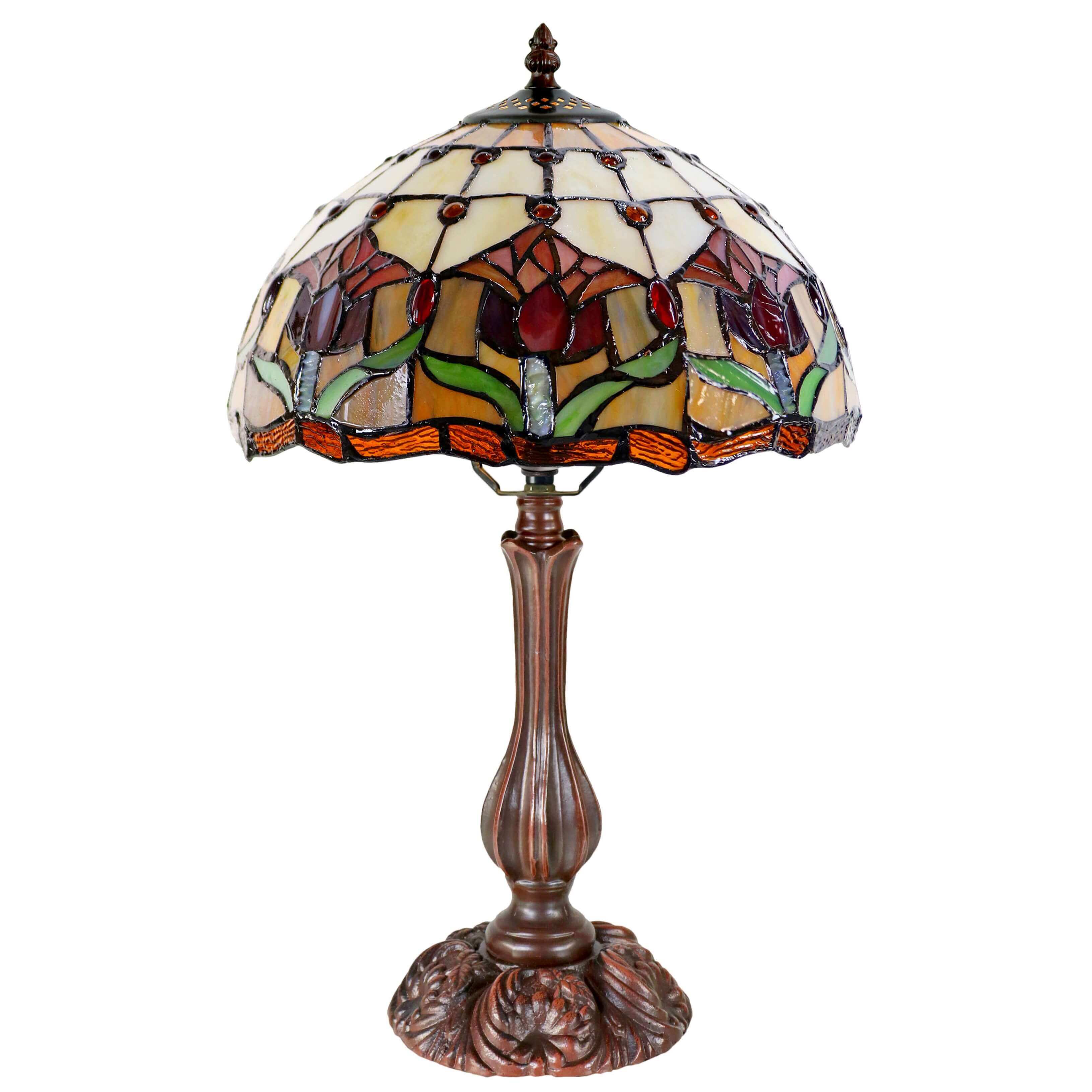 Red Tulips Tiffany Stained Glass Table Lamp (Available in 2 Sizes)