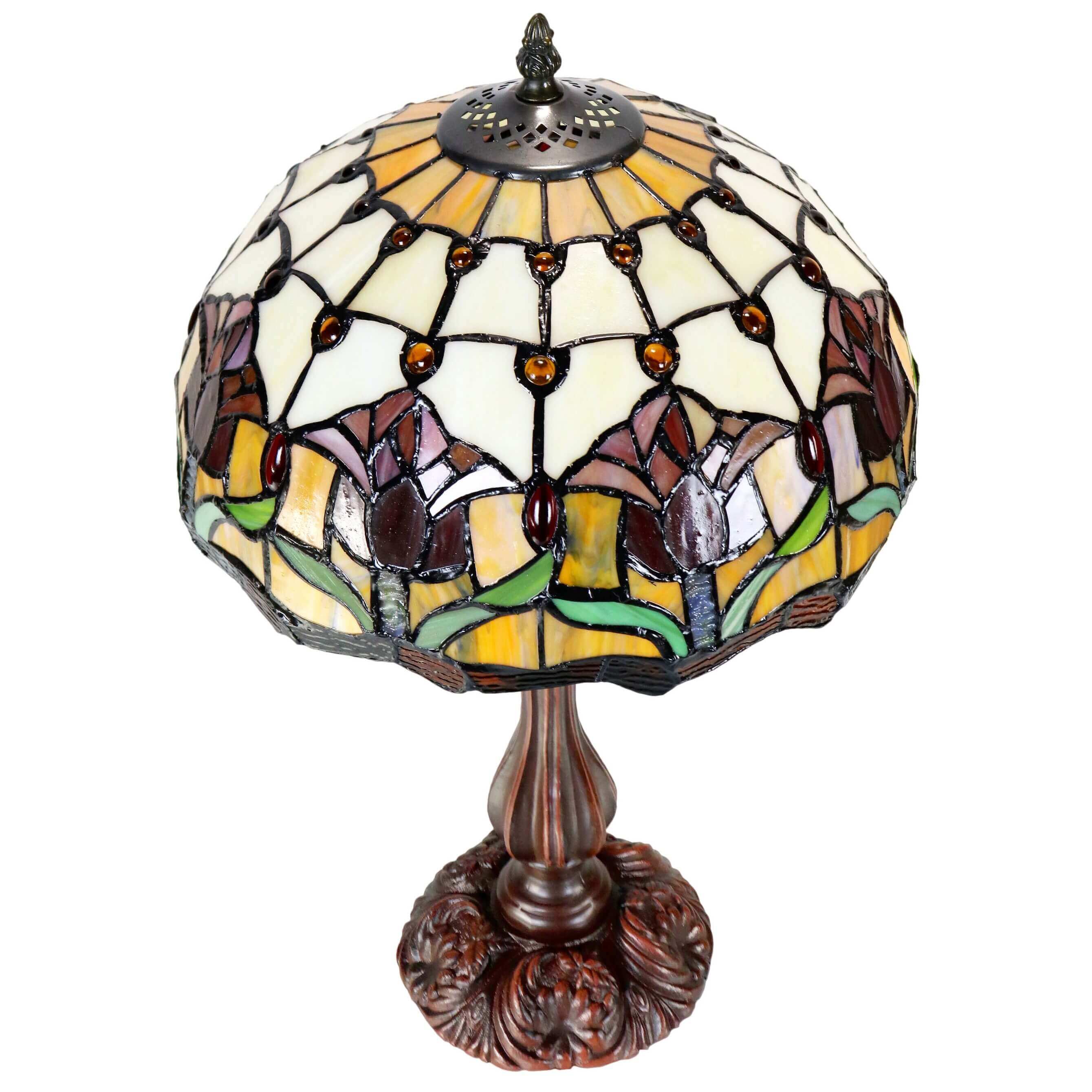 Red Tulips Tiffany Stained Glass Table Lamp (Available in 2 Sizes)