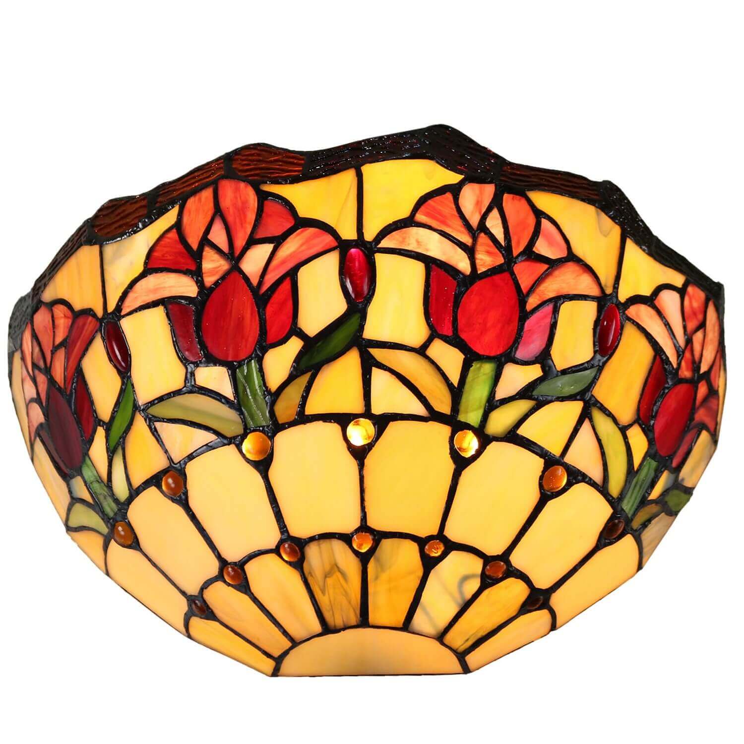 Red Tulips Tiffany Stained Glass Wall Lamp