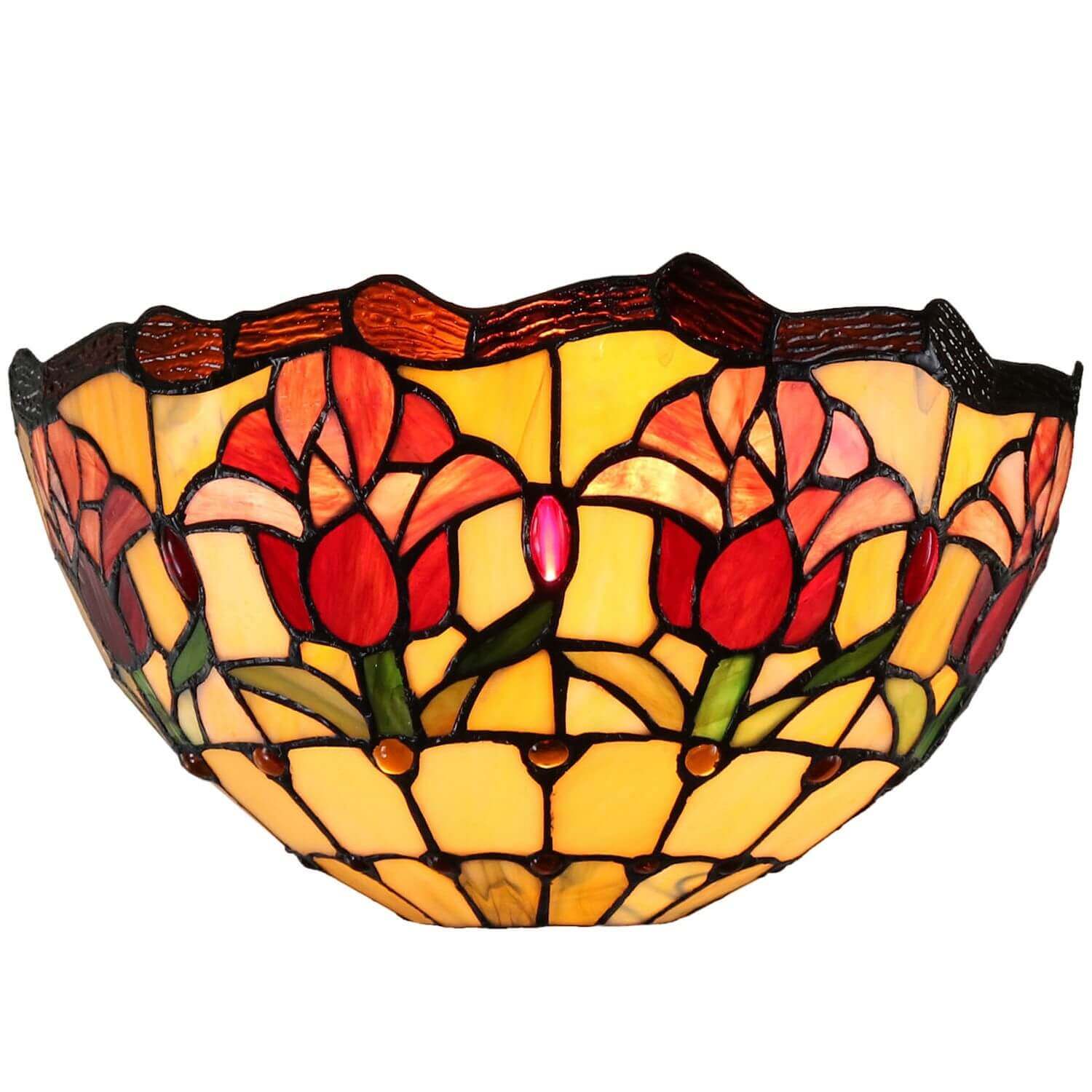 Red Tulips Tiffany Stained Glass Wall Lamp