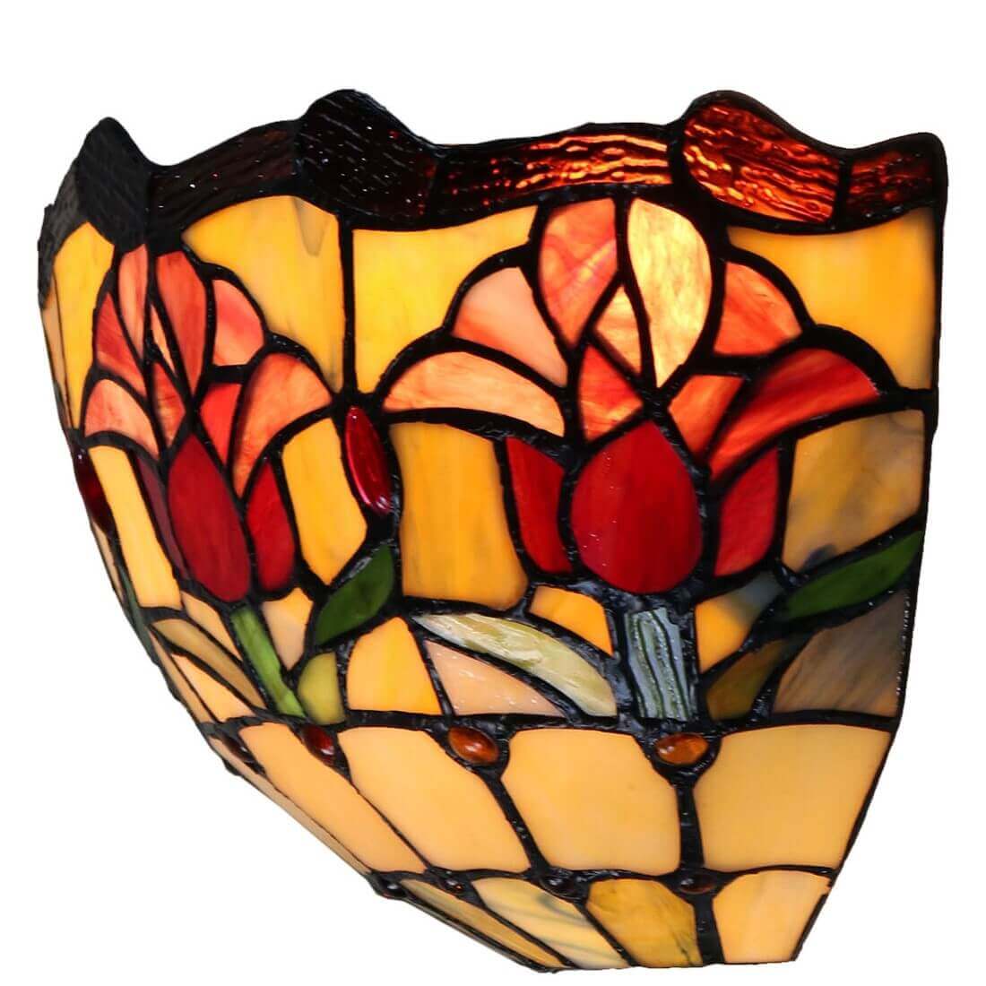 Red Tulips Tiffany Stained Glass Wall Lamp