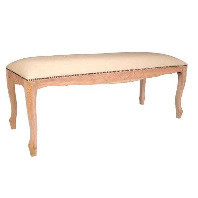 Refined Beauty Carved Bed End Stool - Weathered Oak