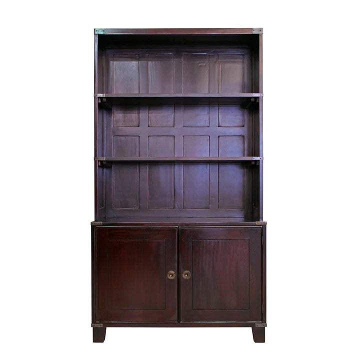 Refined Campaign Office Bookcase - Dark Mahogany