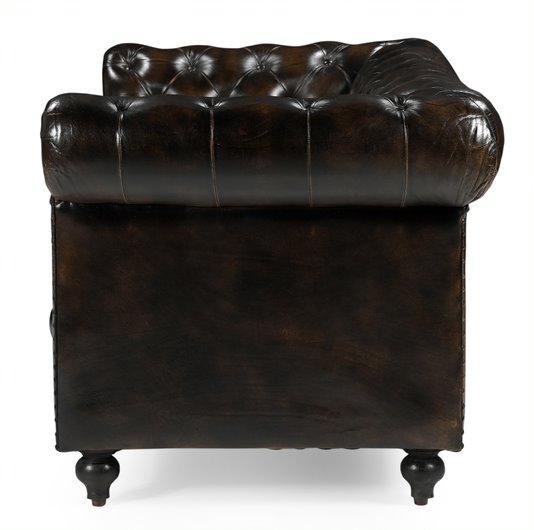 Refined Classic Leather Sofa - Dark Brown