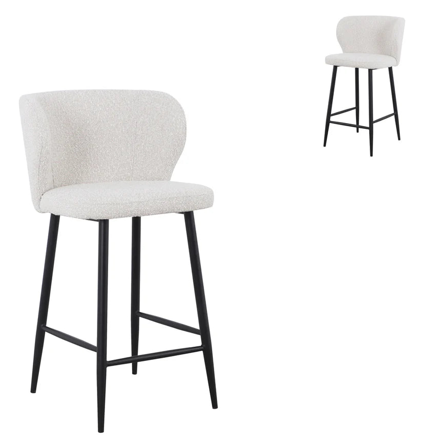 Refined Comfort Pearl Grey Boucle Bar Stool - Set of 2