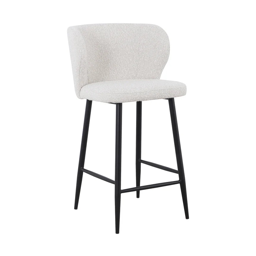 Refined Comfort Pearl Grey Boucle Bar Stool - Set of 2