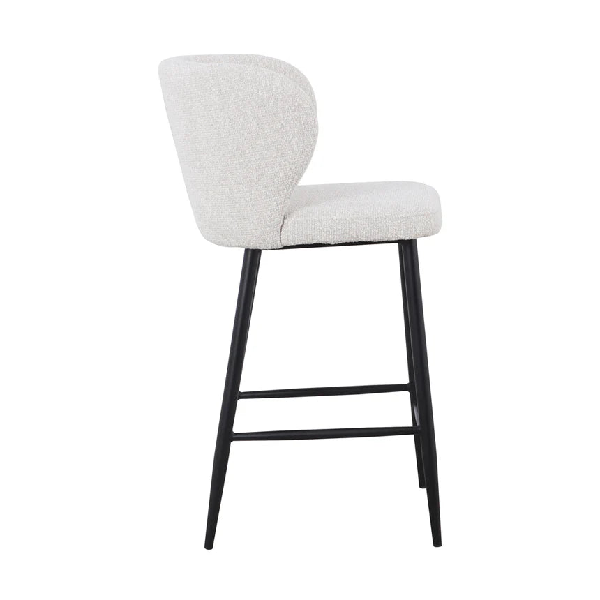 Refined Comfort Pearl Grey Boucle Bar Stool - Set of 2