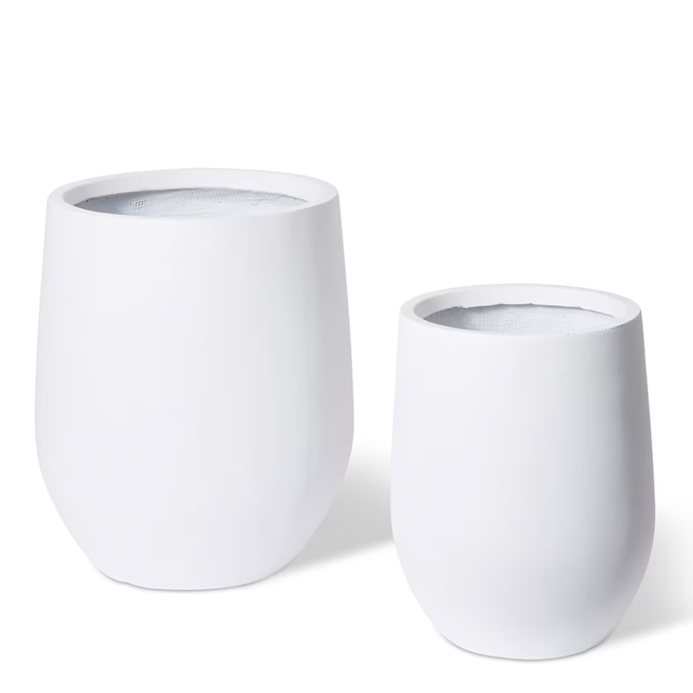 Minimalist Fibrestone Planters - White - Set of 2