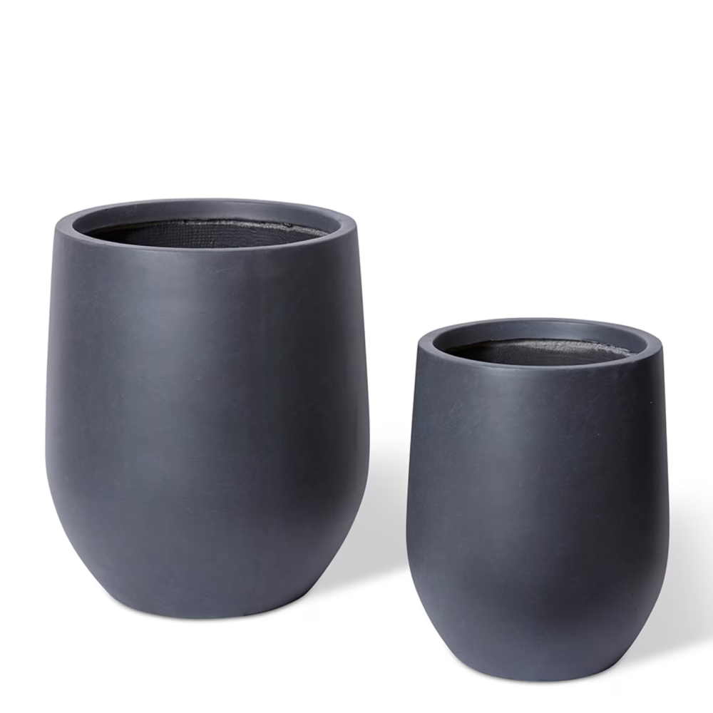 Minimalist Fibrestone Planters - Black - Set of 2