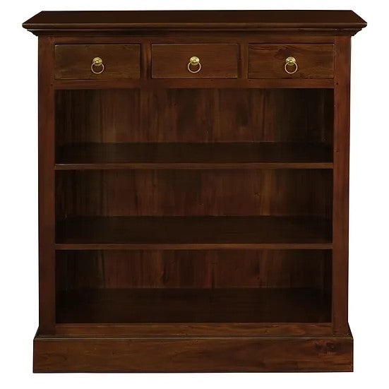 Refined Display 3 Drawer Bookcase - Brown