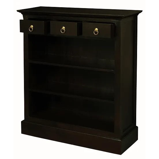 Refined Display 3 Drawer Bookcase - Dark Brown