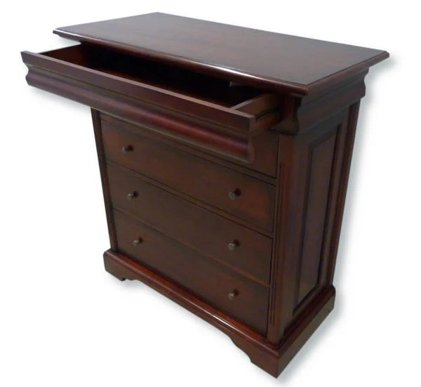 Refined Hidden 4 Drawer TallBoy - Rose Mahogany