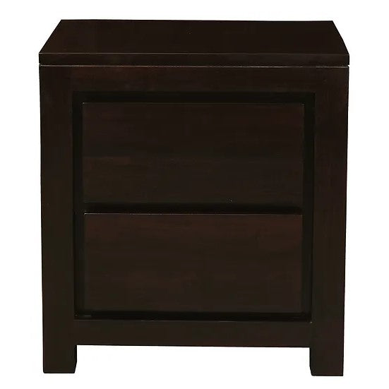 Refined Living 2 Drawer Bedside Table - Dark Brown