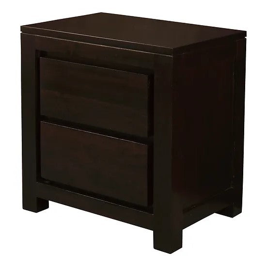 Refined Living 2 Drawer Bedside Table - Dark Brown