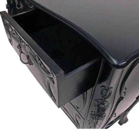 Refined Wooden Rococo Chest of Drawers - Black