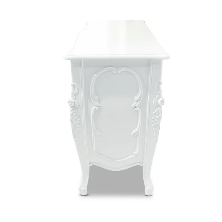 Refined Wooden Rococo Chest of Drawers - White