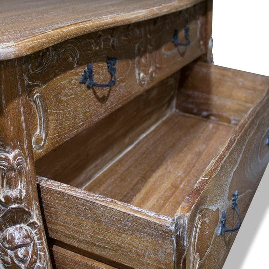 Refined Wooden Rococo Chest of Drawers - Weathered Oak