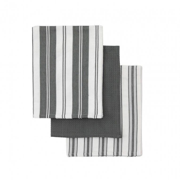 Charcoal Charm Stripes Eco-Friendly Cleaning Towel - 3Pk