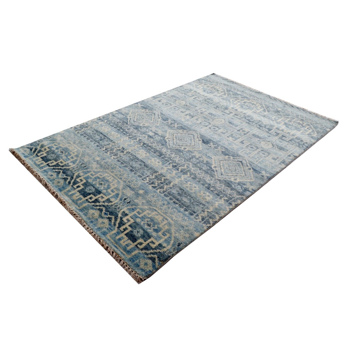 Regal Designer Hand Woven Woolen Rug Blue (Available in 4 Sizes)