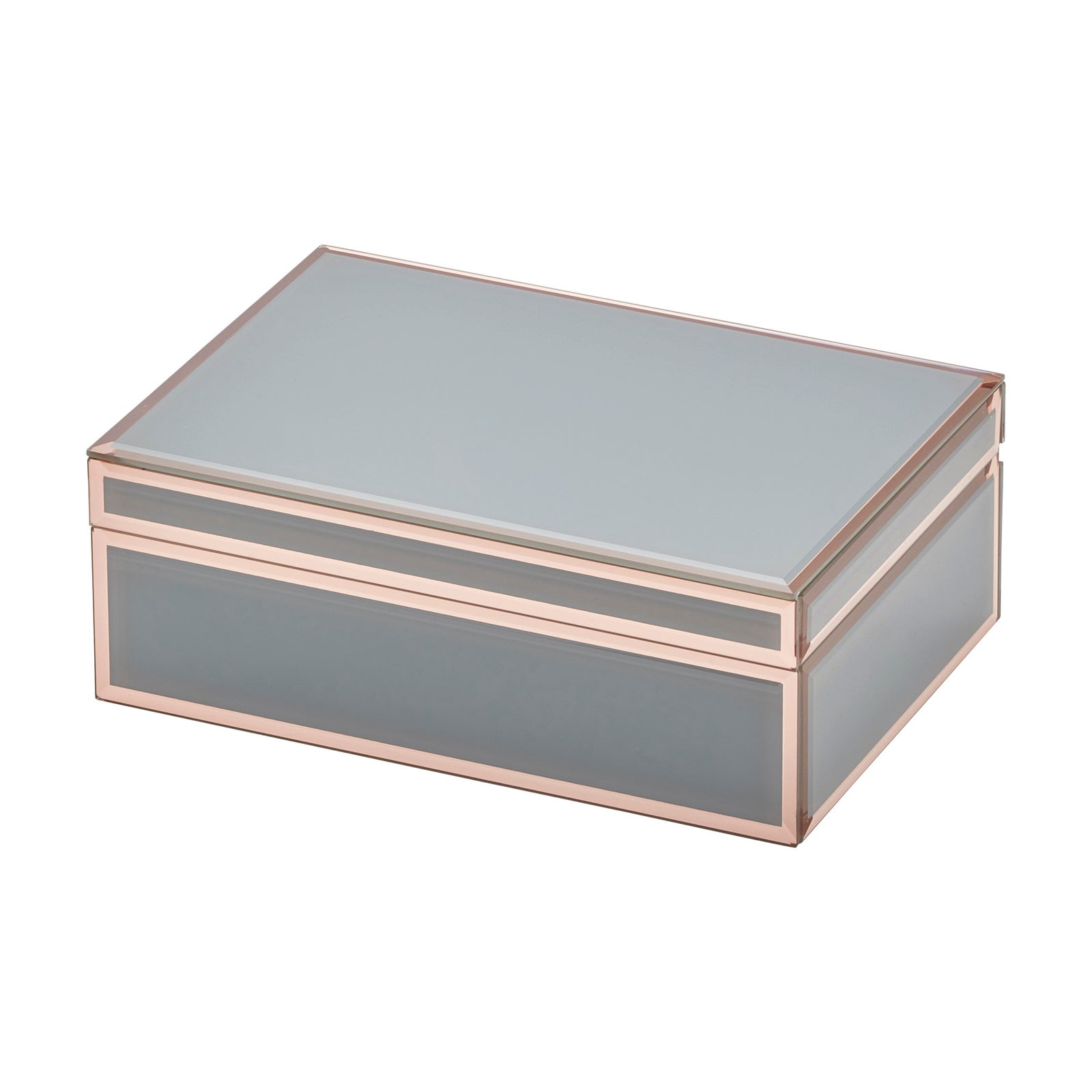 Personalised Regal Velvetia Jewellery Box Large Grey & Rose Gold