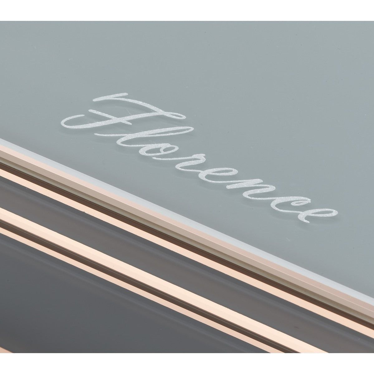 Personalised Regal Velvetia Jewellery Box Large Grey & Rose Gold