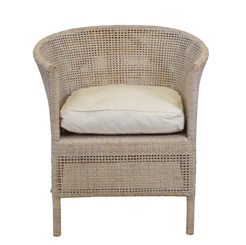 Relaxed Rattan Armchair - Whitewash