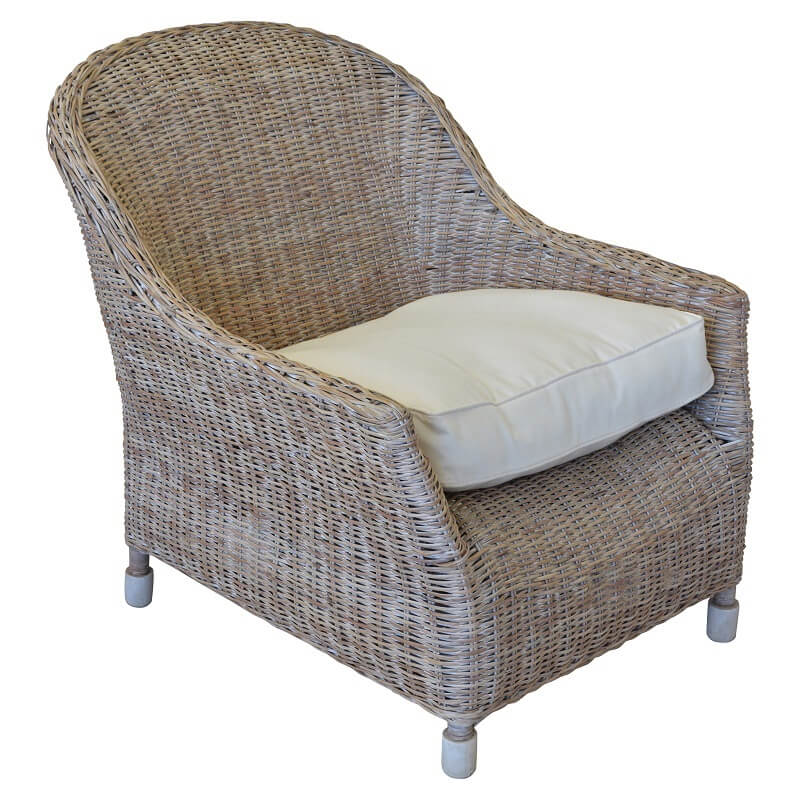 Relaxed Rattan Lounge Armchair - Whitewash