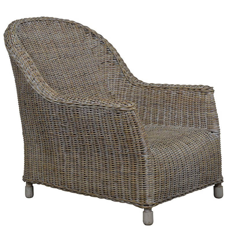 Relaxed Rattan Lounge Armchair - Whitewash