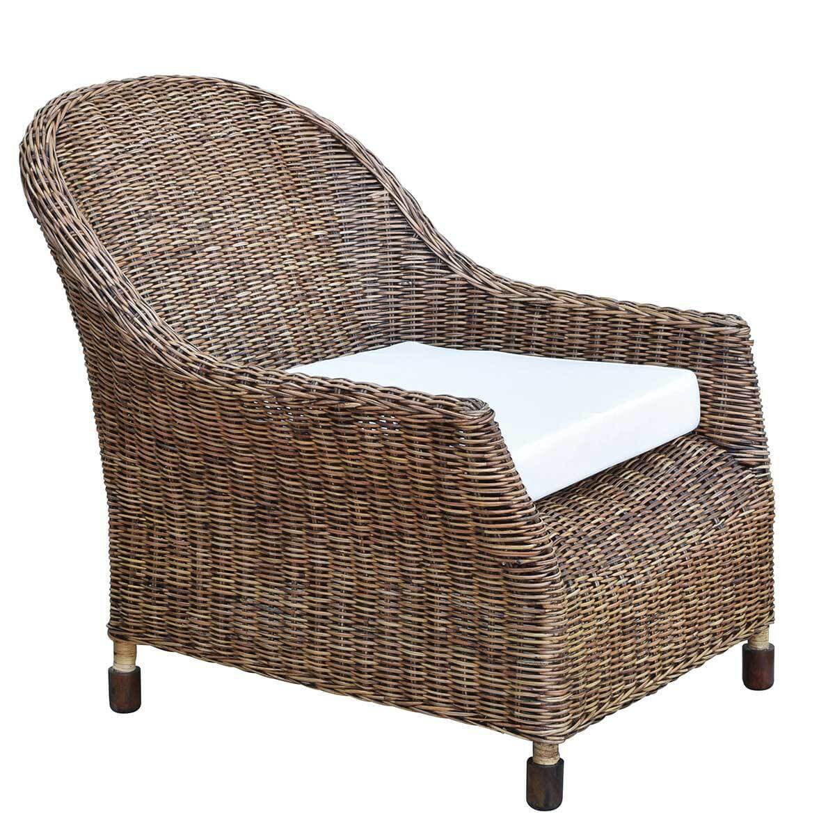 Relaxed Rattan Lounge Armchair - Antique Brown