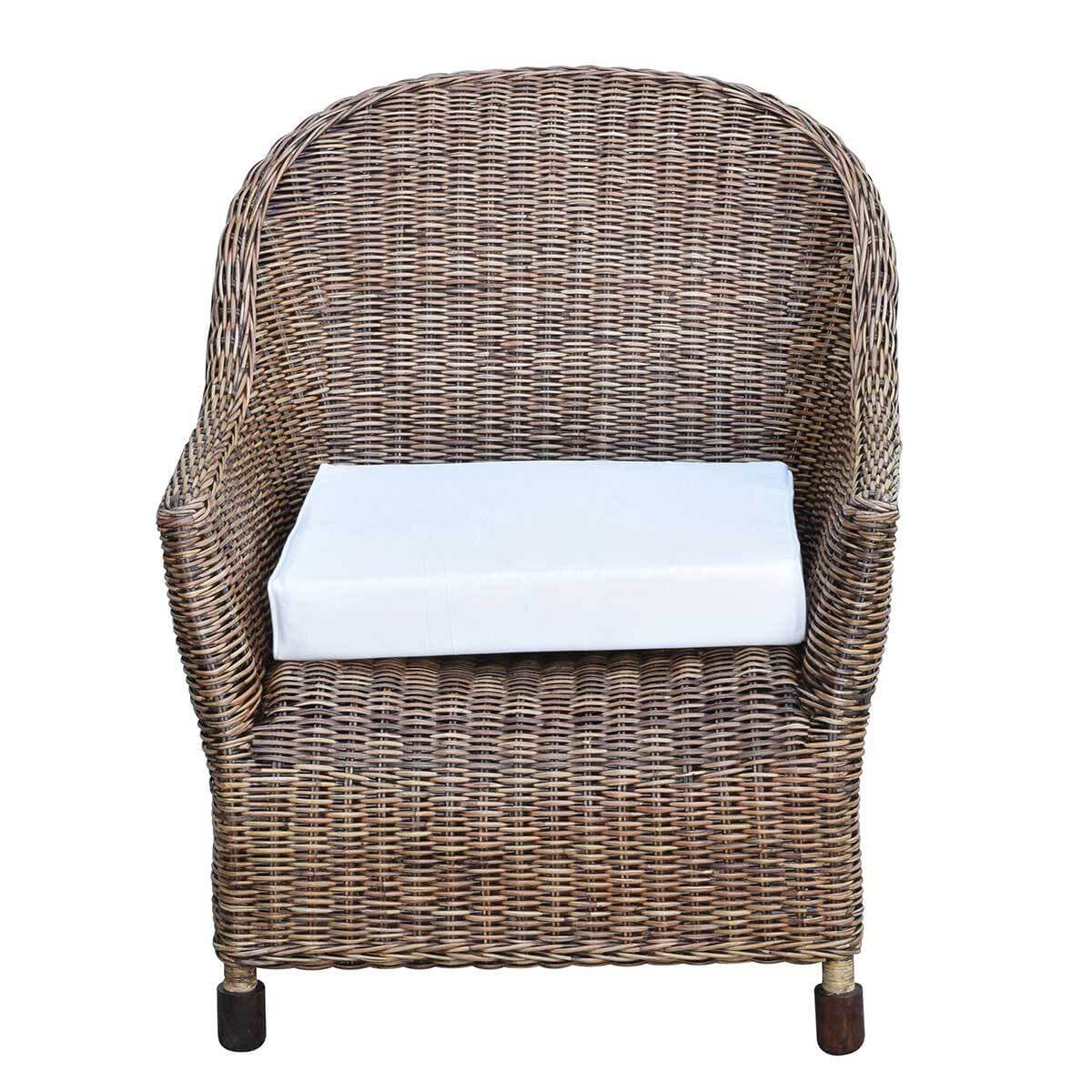 Relaxed Rattan Lounge Armchair - Antique Brown