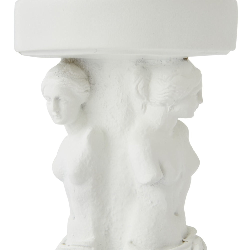 Renaissance Goddesses Pillar Candle Holder - White