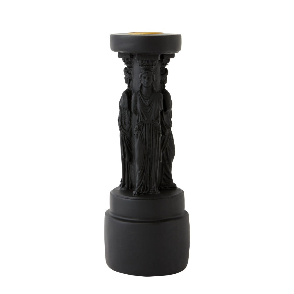 Renaissance Gods Pillar Candle Holder - Black