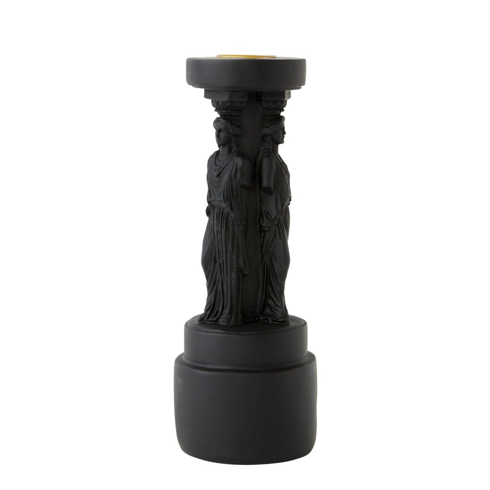 Renaissance Gods Pillar Candle Holder - Black