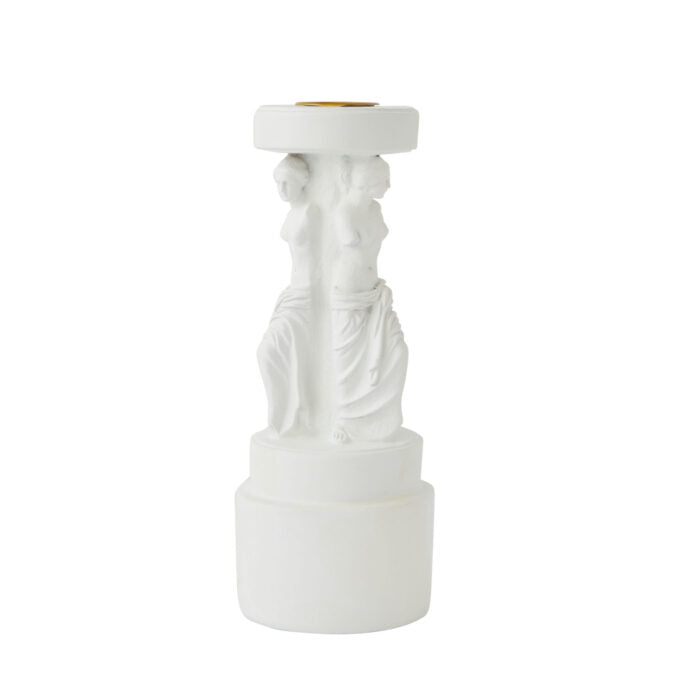 Renaissance Roman Female Candle Holder - White