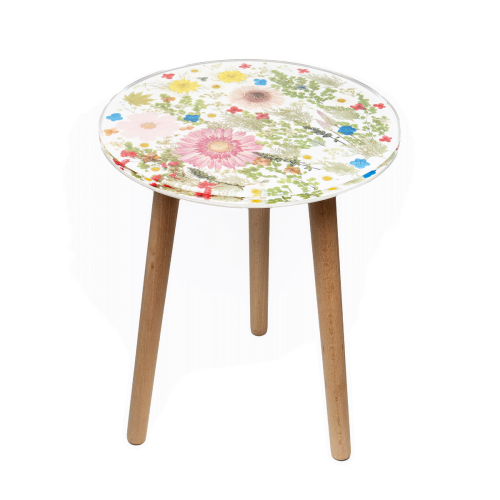 Resin Barbeton Daisy White Side Table - 40x40x51.5cms