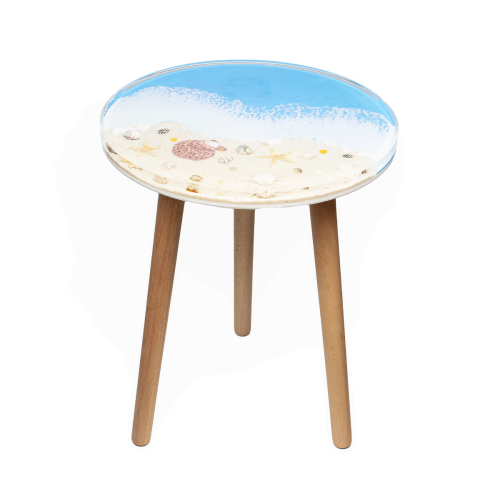 Resin Shell Beach Side Table - 40x40x51.5cms