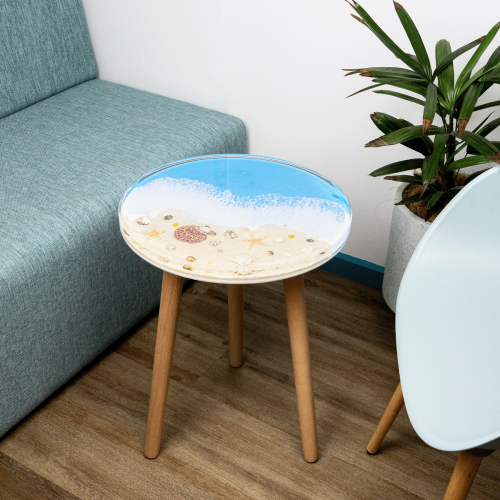 Resin Shell Beach Side Table - 40x40x51.5cms