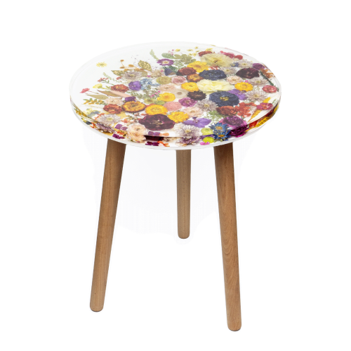 Resin Side Table Flower Garden - White - 40x40x51.5cm