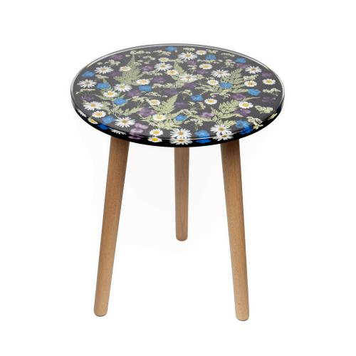 Resin Tranquil Garden Black Side Table - 40x40x51.5cms