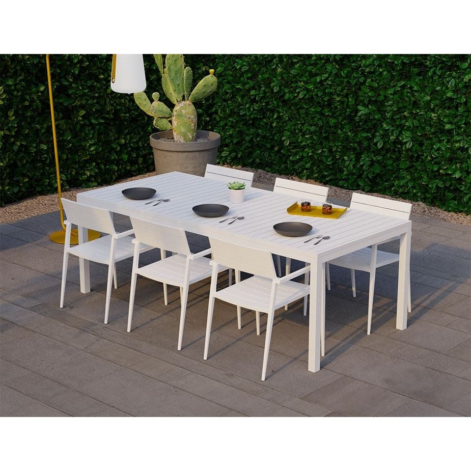 Retreat White Outdoor Metal Bench - 220x100cms