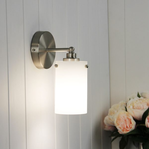 Retro Brushed Chrome and Glass Wall Light