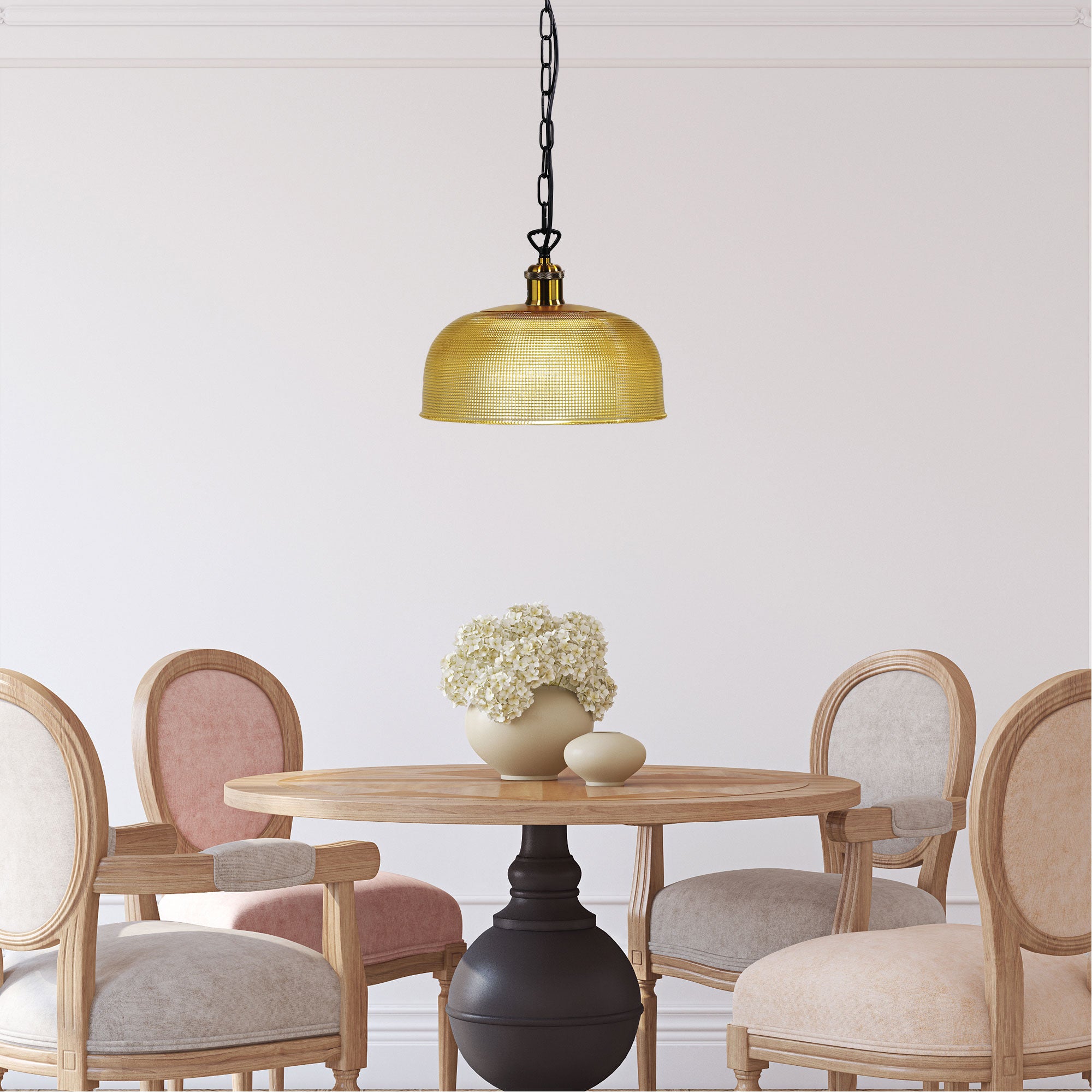 Retro Halophane Glass Shade Pendant Lamp (Available in 3 Colors)