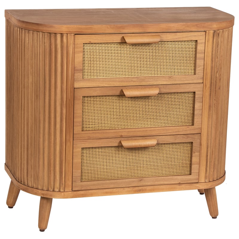 Retro Revival Mid-Century Ribbed 3-Drawer Cabinet 80.5cms