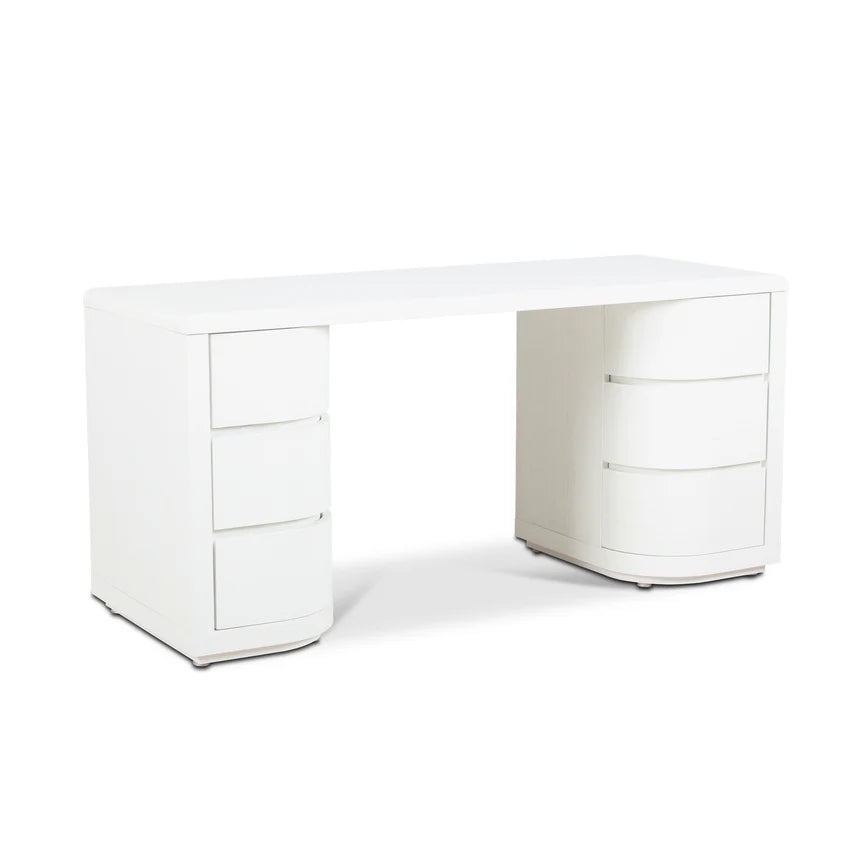 Rich Elegance Walnut Office Desk - White - 160cms