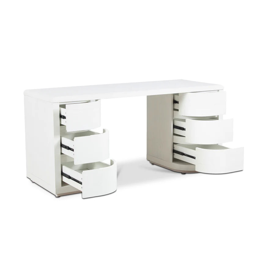 Rich Elegance Walnut Office Desk - White - 160cms