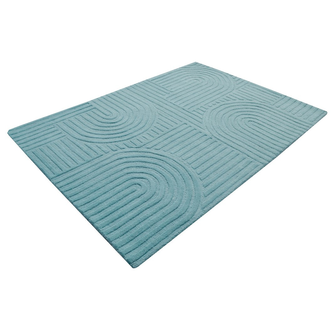 Rich Textured Hand-Embossed Wool Rug -  Blue (Available in 3 Sizes)