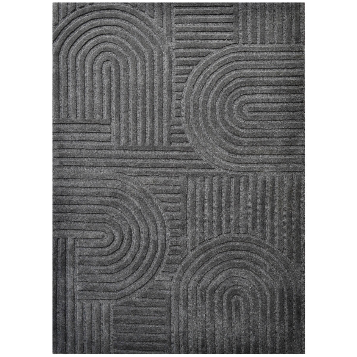 Rich Textured Hand-Embossed Wool Rug - Grey (Available in 3 Sizes)